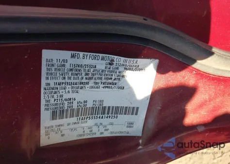 2004 Ford Taurus Ses from USA, damaged, VIN 1FAFP55S54A149250